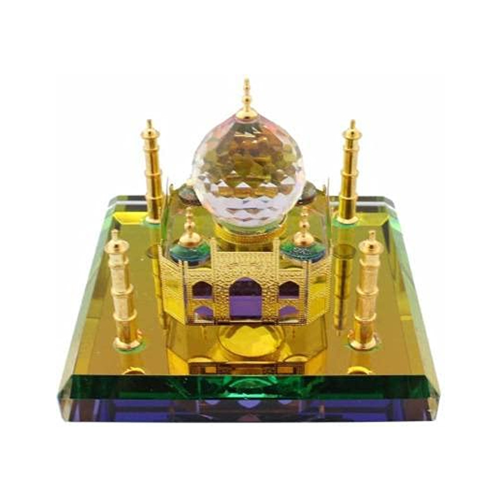 Grace Enterprises Show Piece of Crystal Taj Mahal Home Decorative Miniature Decorative Showpiece - 6 cm (Crystal, Gold)