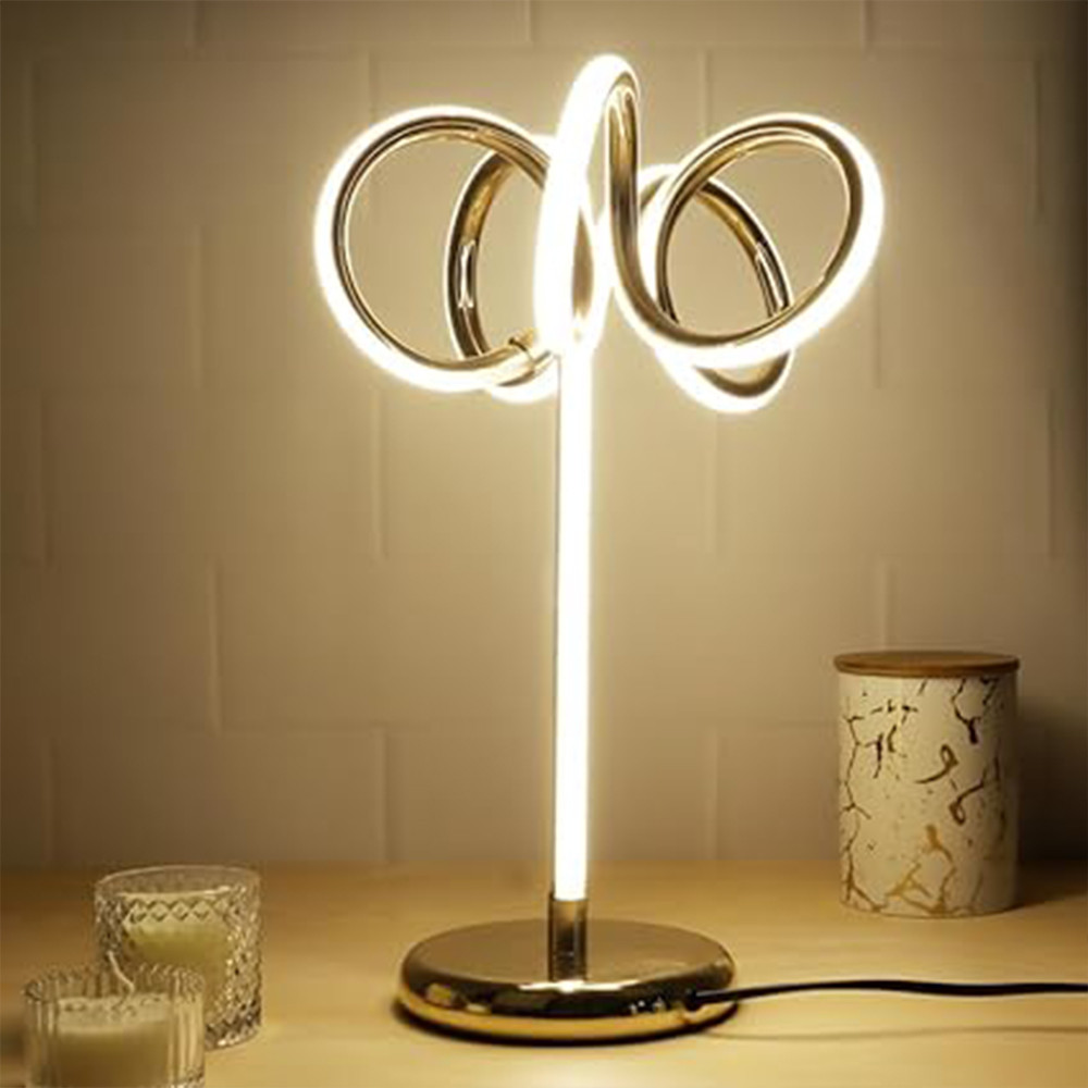 Swasha Sleek Wired Metal Spiral Table Lamp | Modern Minimalist Design