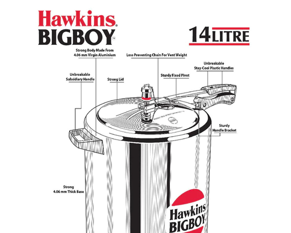 Hawkins Bigboy Aluminum Pressure Cooker | -Silver
