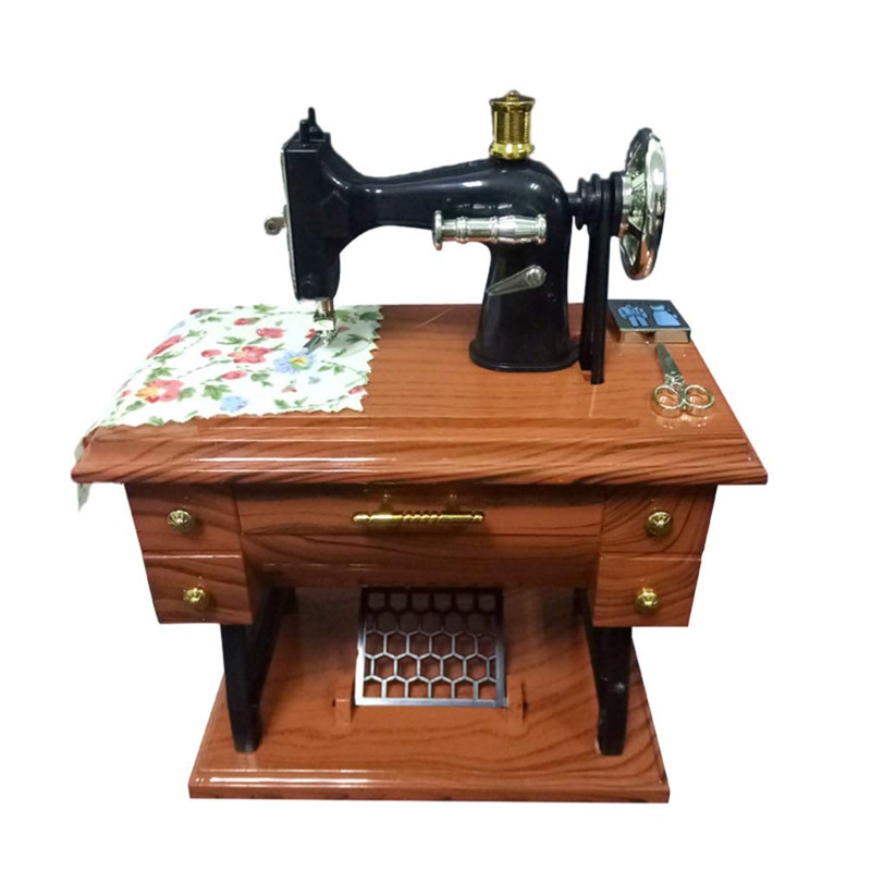 VOSAREA Vintage Mini Sewing Machine Musical Box