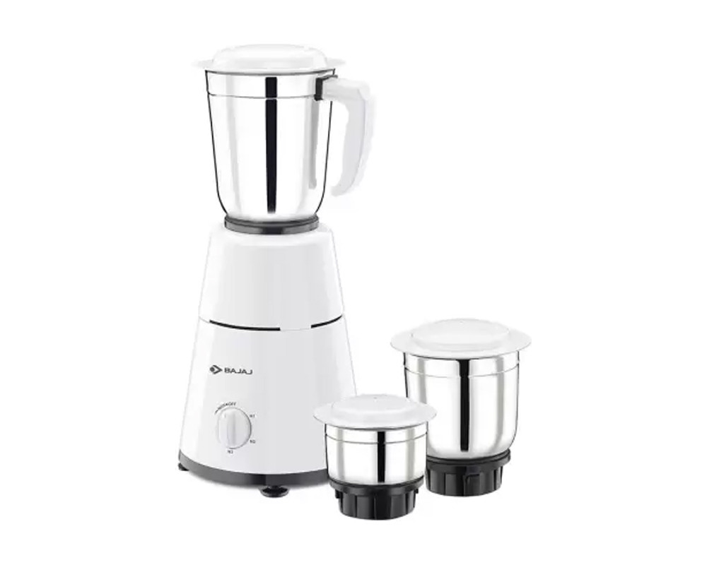 Bajaj GX1 500 Watt Mixer Grinder with 3 Jars | White