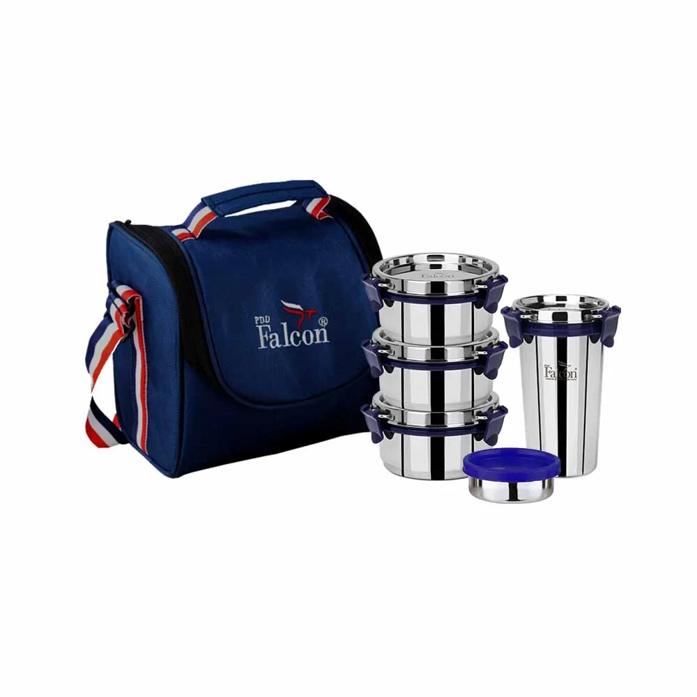 Pdd Falcon Steel Executive Lunch Box Set of 5 Blue FP11040 - 1350ml