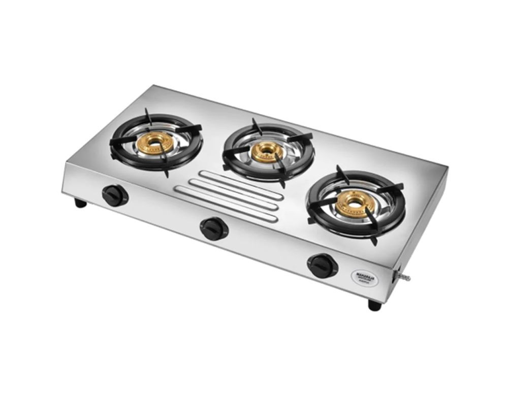 Maharaja Whiteline Aventus 3 Burner Stainless Steel Gas Stove | Silver