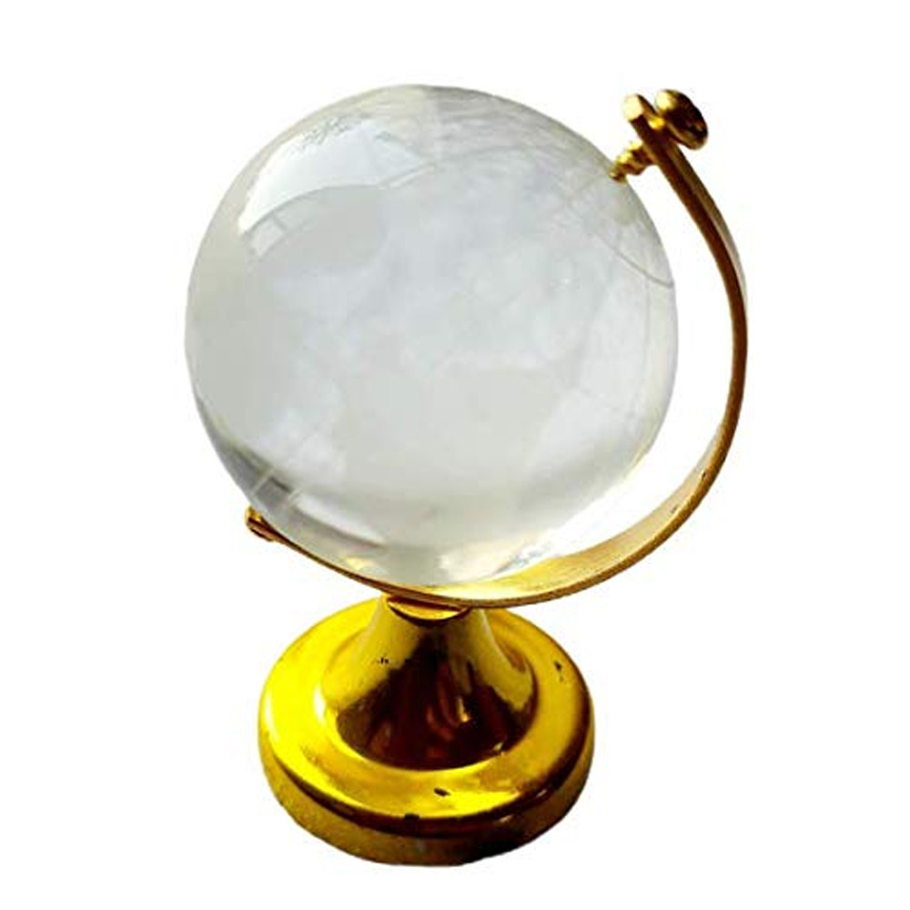 MANI Vastu Fengshui Stone Gift Product Collection Feng Shui Crystal Globe with Golden Stand for Vastu & Feng Shui (1 Pc) Height-5 Weight 2.50 in Inches