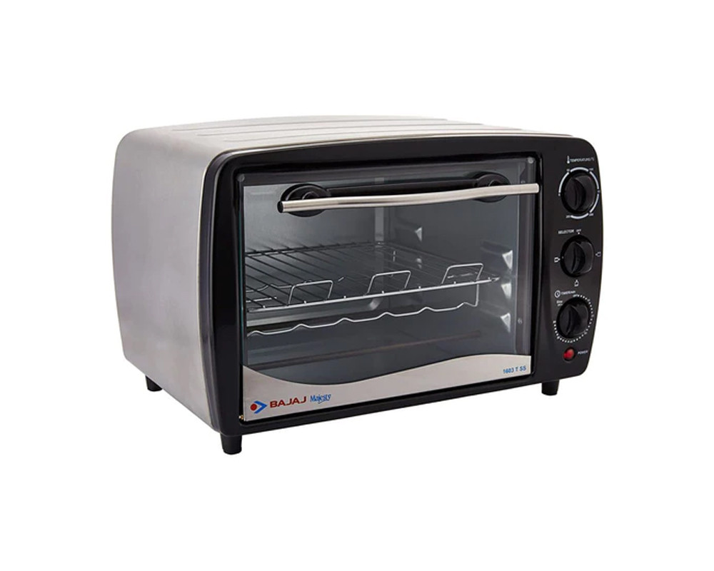 Bajaj Majesty 1603 TSS 16 Litre Oven Toaster Griller (OTG) | Silver & Black