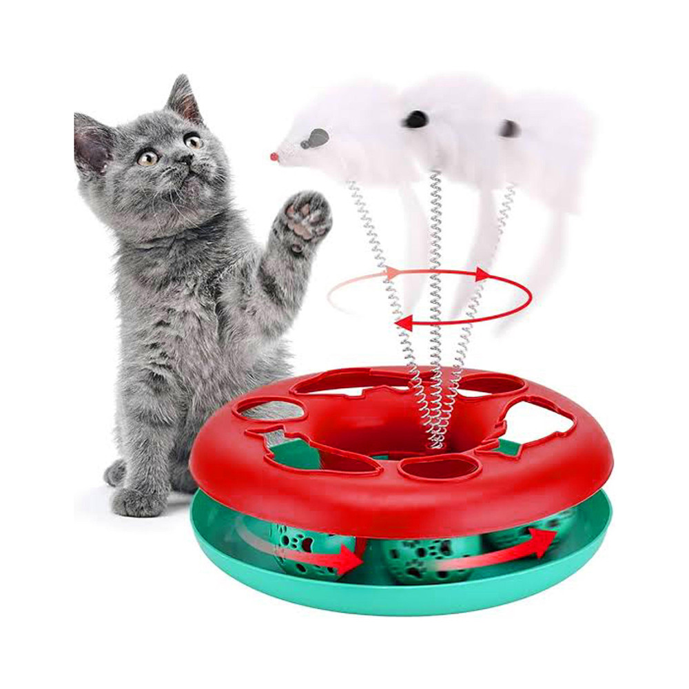 Cat Toys Roller, Spring Cat Toys with Catnip, Kitten Tracks