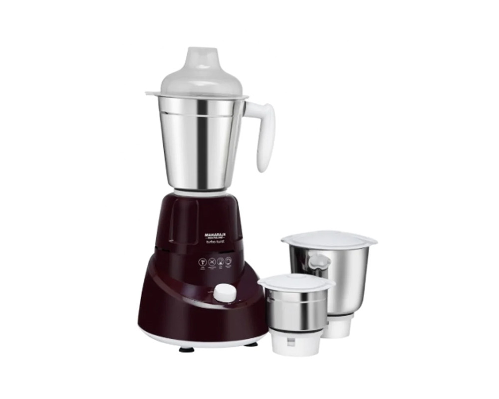 Maharaja Whiteline Turbo Twist 750 Watt Mixer Grinder with 3 Jars | Burgundy & White