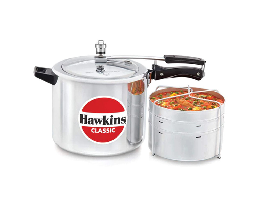 Hawkins Classic Aluminum Pressure Cooker with Separators | Silver