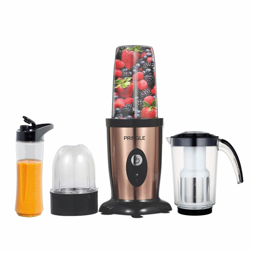 Pringle High Speed Nutri Blender/Mixer/Smoothie |- 22000 RPM 100% Pure 650 Watt Copper Motor | 3in1 Grind, Mix, Blend| Stainless Steel Blades  3 Unbreakable PC Jars - 2 Years Warranty on Motor