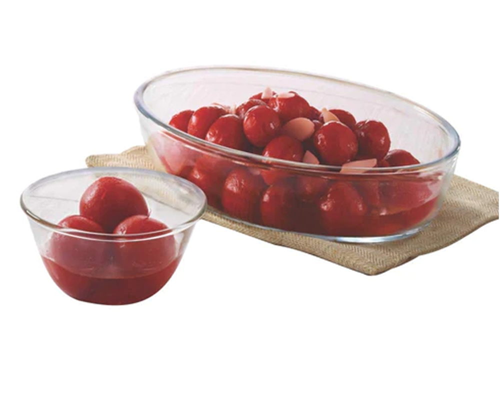 Borosil Dessert Set- 1 Oval Dish + 6 Katories