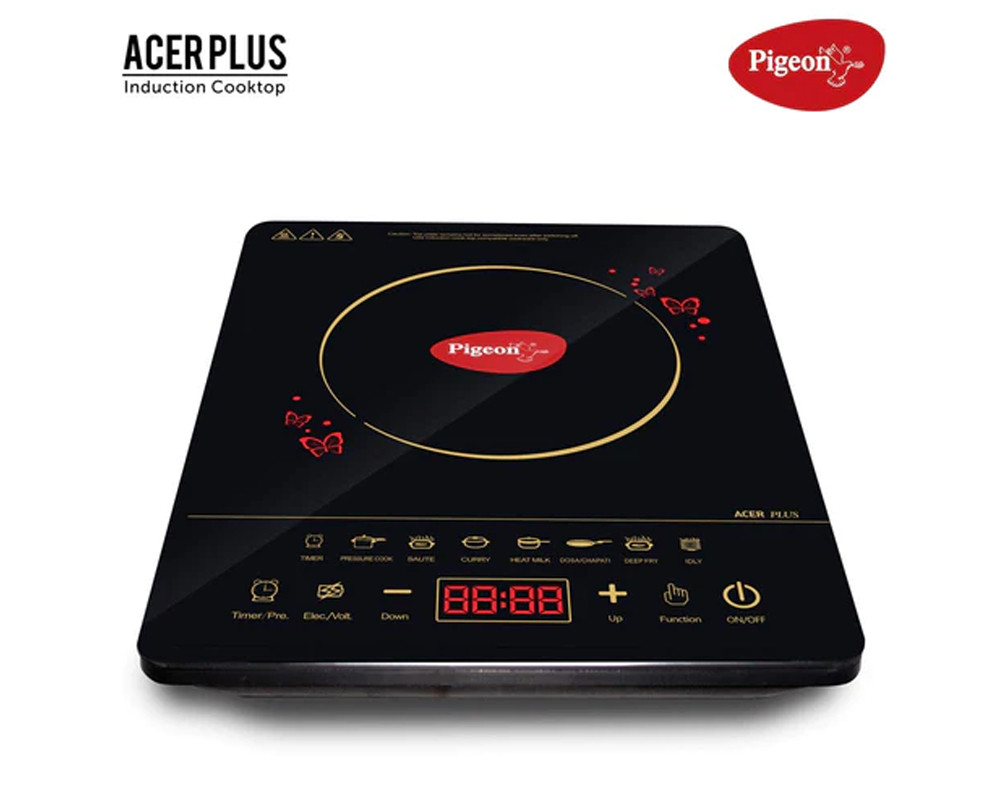 Pigeon Acer Plus Induction cooktop,1800 watts with Feather touch control, Black