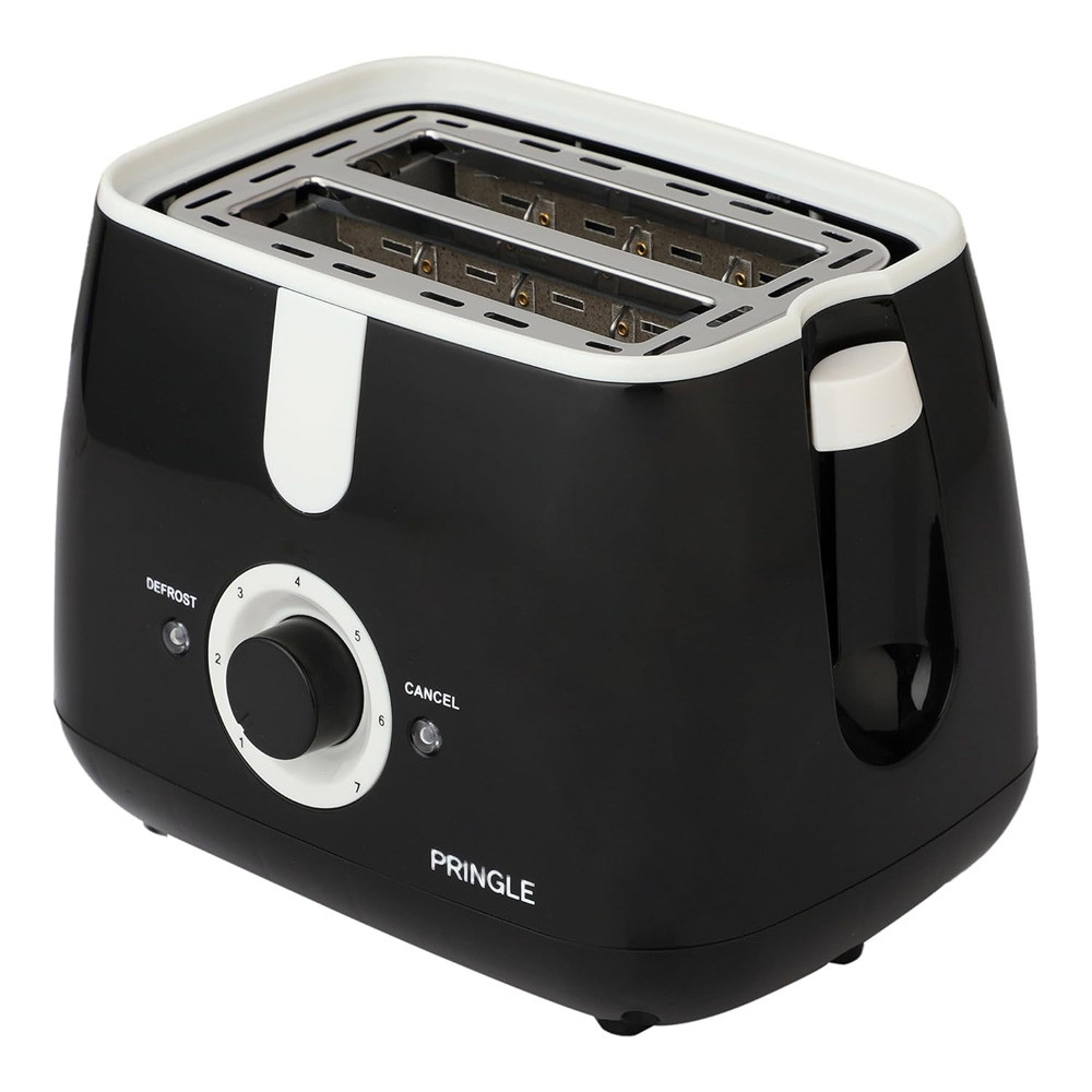 Pringle PT406 2 Slice bread toaster 750 watt with wide slots & browning function with cancel - reheat and defrost- Cool touch body.