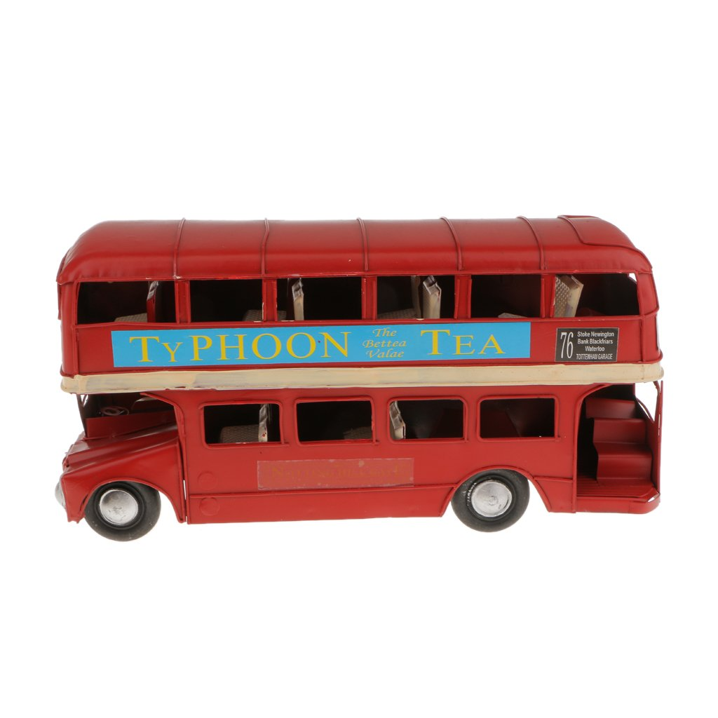 Medium-sized Red Metal Double-deck London Bus Model Diecasts Handmade Crafts