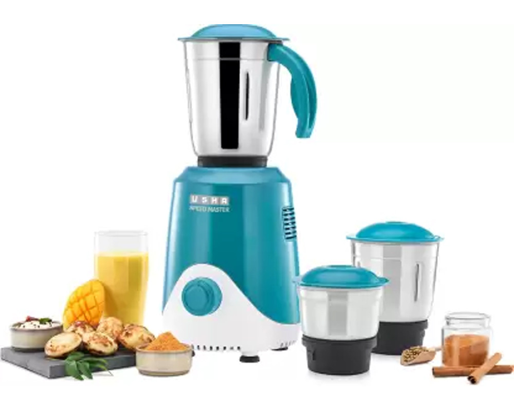 USHA SPEED MASTER HIGH SPEED SPEDED MASTER 500 Mixer Grinder - (3 Jars, Blue)