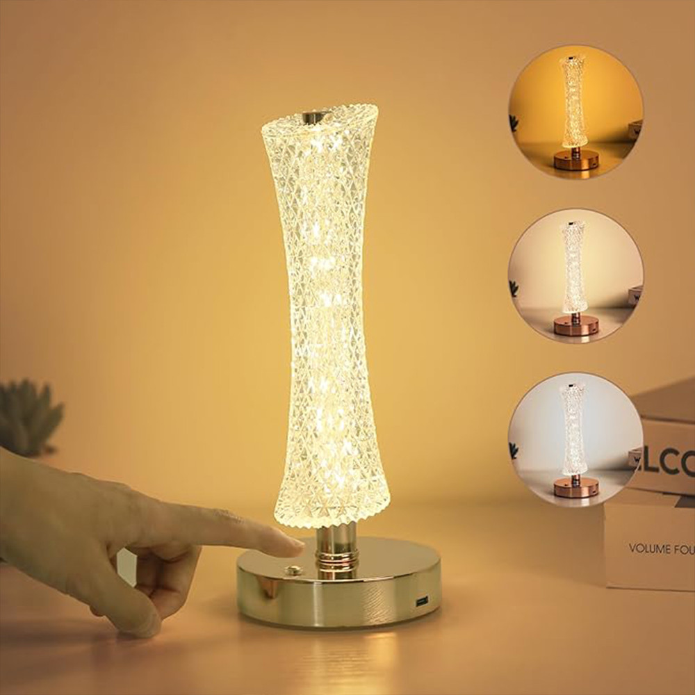 Kahxi Moon Lamp, 3 Colors Modes Touch Lunar Lamp, Crystal Table Lamp