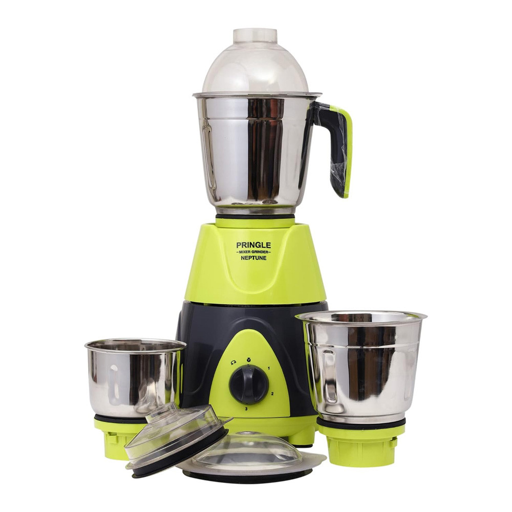 Pringle Neptune 750Watt Mixer Grinder with 3 Stainless Steel Leak-proof Jars, 3 speed & Pulse function.