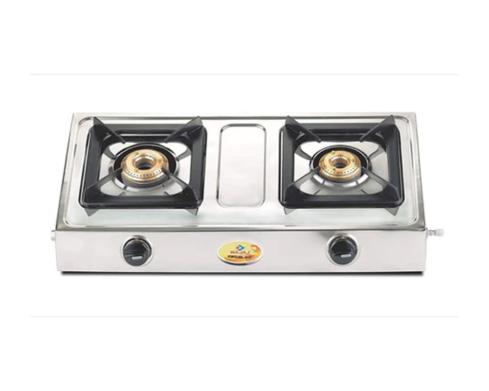 Bajaj Popular Eco 2 Burner Stainless Steel Gas Stove | Silver