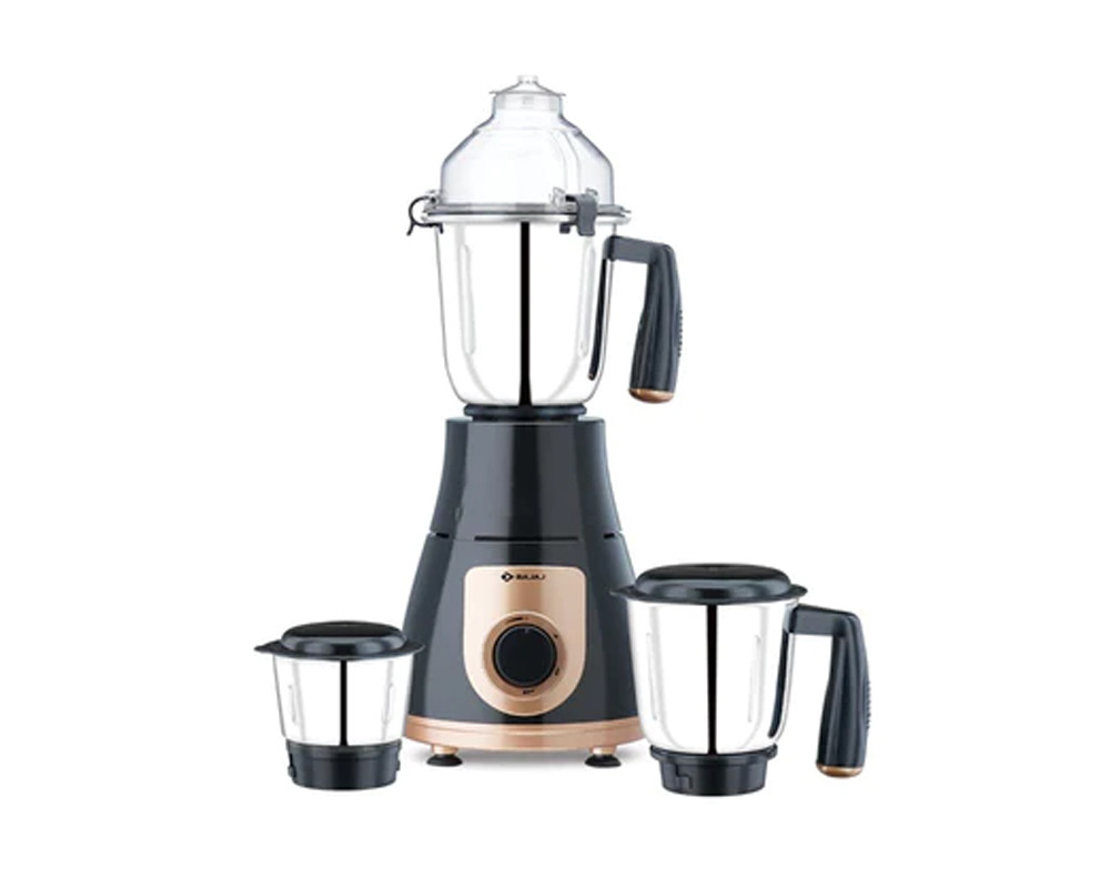 Bajaj 3 Jars Mixer Grinder with Multi-Tasker Blade , 750 Watts, 100% Copper Motor, Buckle Clips, Handsfree Operation (GX 3701, Black)