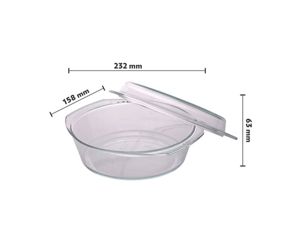 orosil Glass Casserole - Oven and Microwave Safe Serving Bowl with Glass Lid,- 1.5L