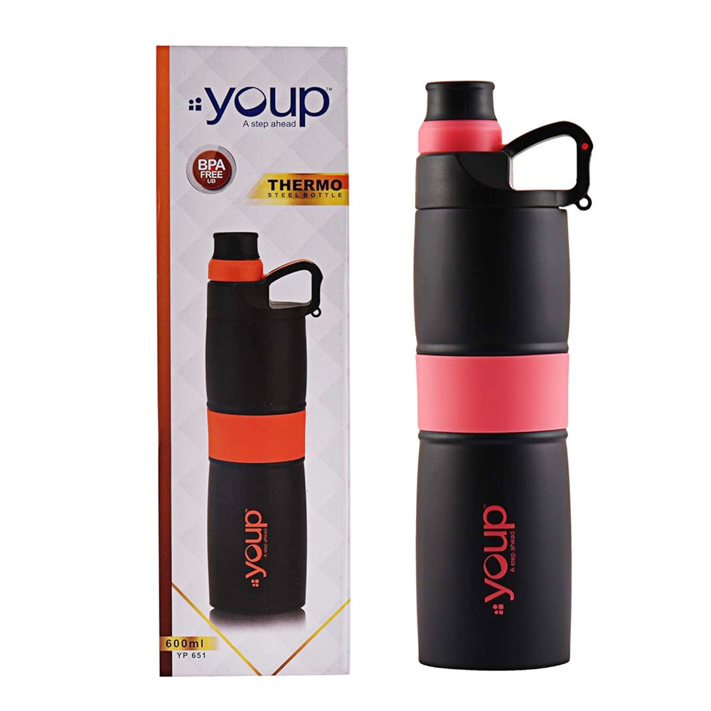 Youp Thermosteel red Color Water Bottle Grippy - 650 ml