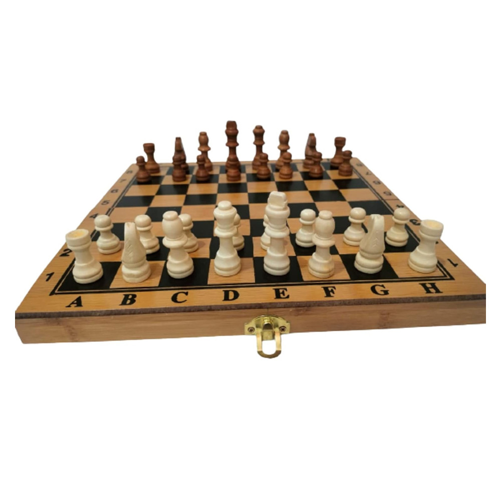 One Stop Toys Wooden Chess 3 in 1 Chess Checkers Backgammon