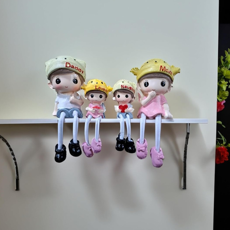 TICK & TAKE Wall Hanging Legs Showpiece, Decorative Showpiece Daddy Mummy Cool Family Holding Hearts Couple Gift Set - 4 Pcs Set, Multicolor