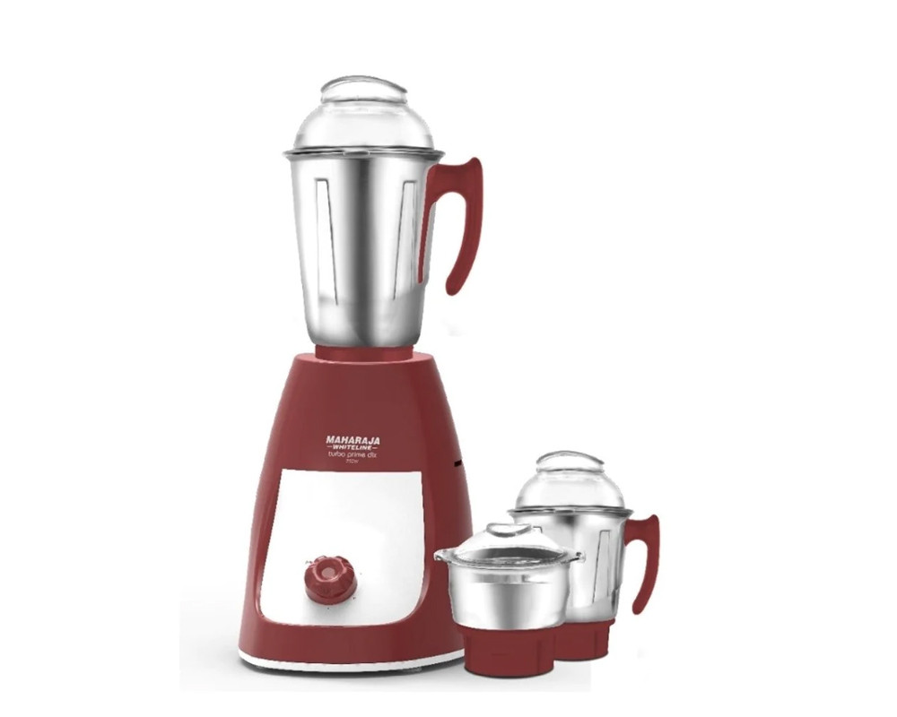 Maharaja Whiteline Turbo Prime Dlx 750 Watt Mixer Grinder with 3 Jars | Red & White