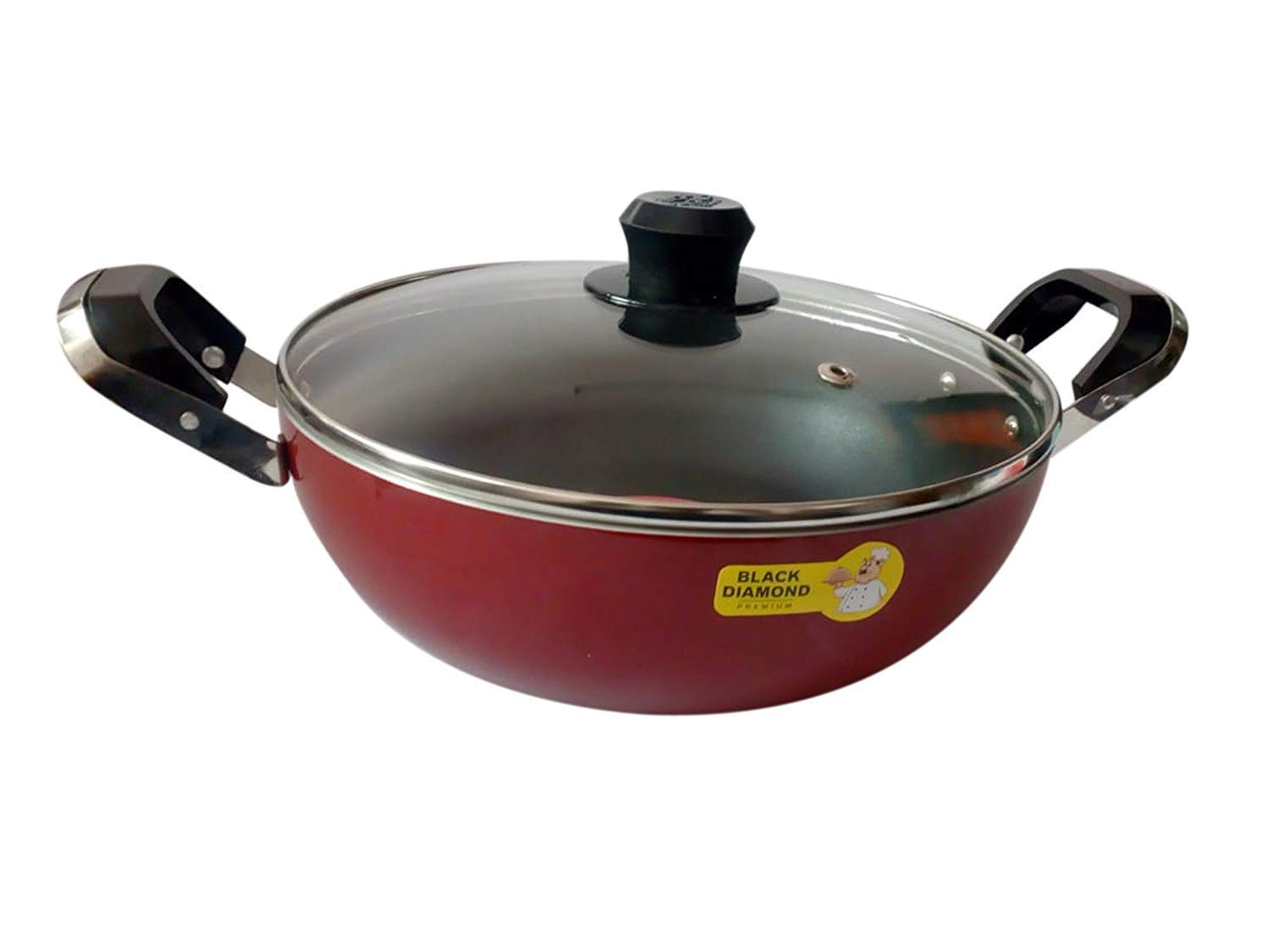 Black Diamond Premium Long Lasting Non Stick Induction Deep Kadai with Size (22,24,26) (22)