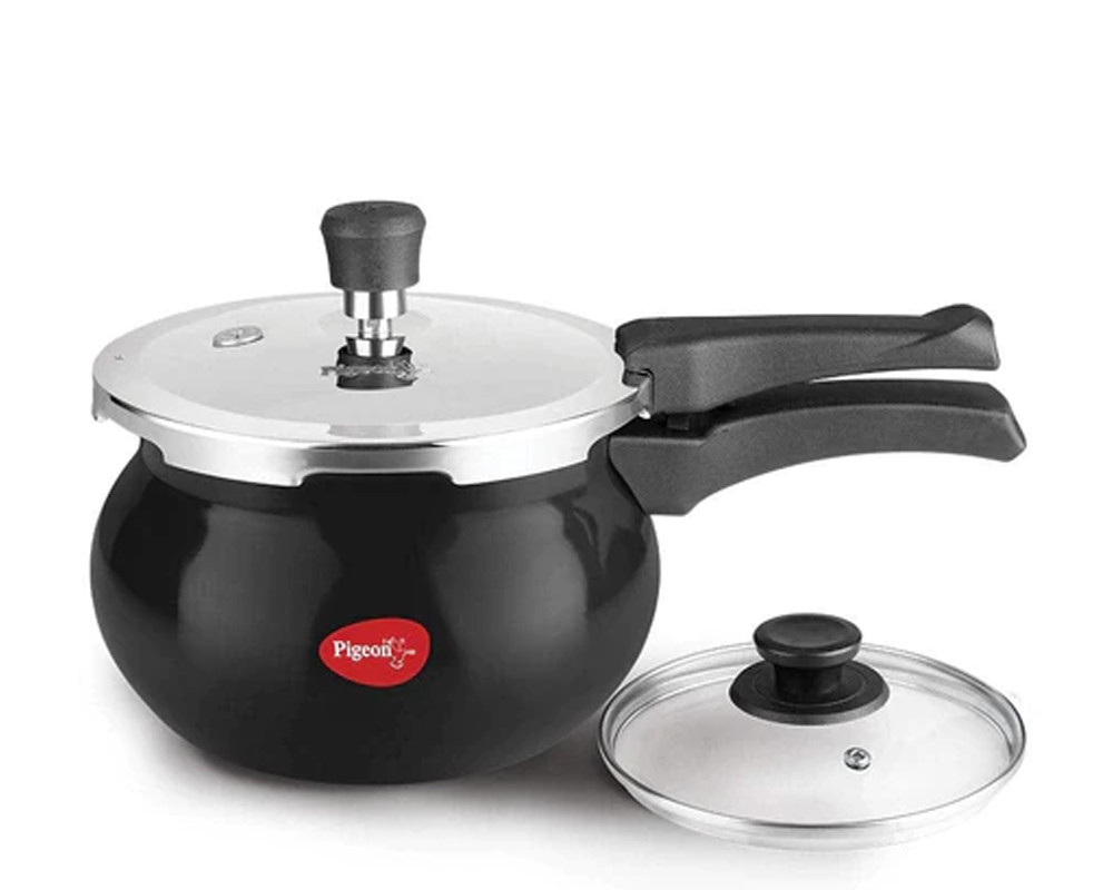 Anodised Aluminium Handi Pressure Cooker, 3 Litres, Black