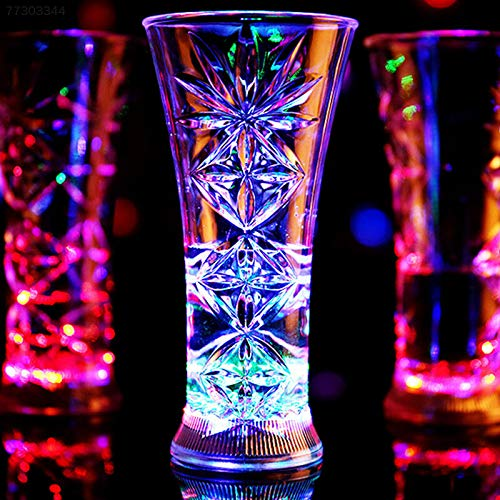 4E2F LED Flashing Glowing Water Light-up  Glass Cup Wedding Clubs Chirstmas