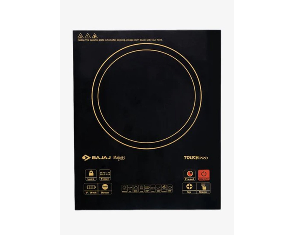 Bajaj Majstey Touch Pro 2000 Watts Induction Cooker | Feather Touch | 6 Menu | Polished