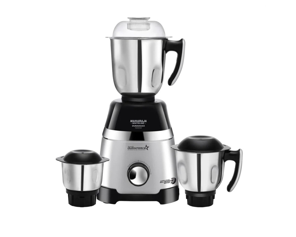 Maharaja Whiteline Duramaxx 1000 Watt Mixer Grinder with 3 Jars | Black & Silver