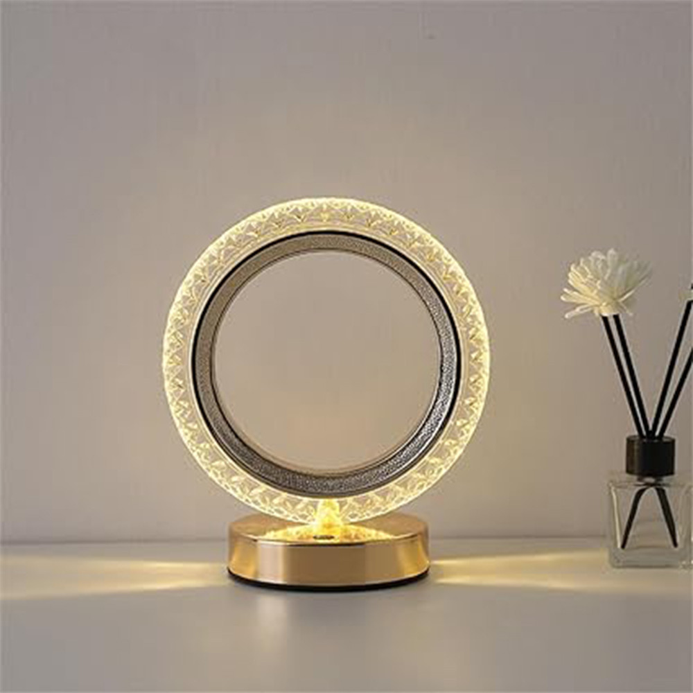 VERVENIX Circle Shape Crystal LED Diamond Lamp Cordless Luxury Lamp with USB Rechargeable