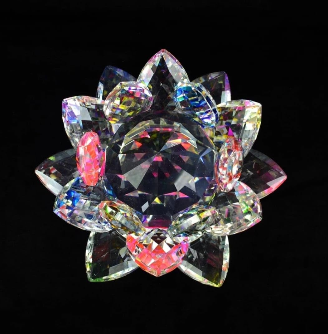 ve and You Crystal Products Vastu/Feng Shui Transparent Crystal Lotus for Positive Energy A Gift Item for Good Luck & Prosperity (Color : Multi) (60mm)