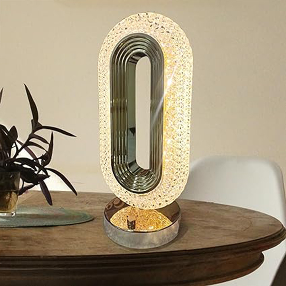 Vital Creations Crystal Table Lamp Touch Control | Atmosphere Light for Bedroom Living Room Gold