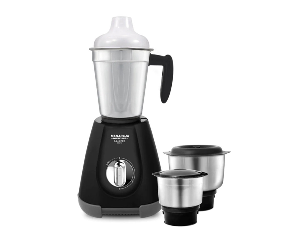 Maharaja Whiteline 1..2..3.. Pro 550 Watt Mixer Grinder with 3 Jars | Black