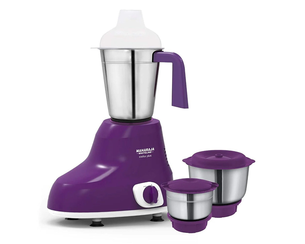 Maharaja Whiteline Stellar Plus 500 Watts Mixer Grinder with 3 Jars | Purple