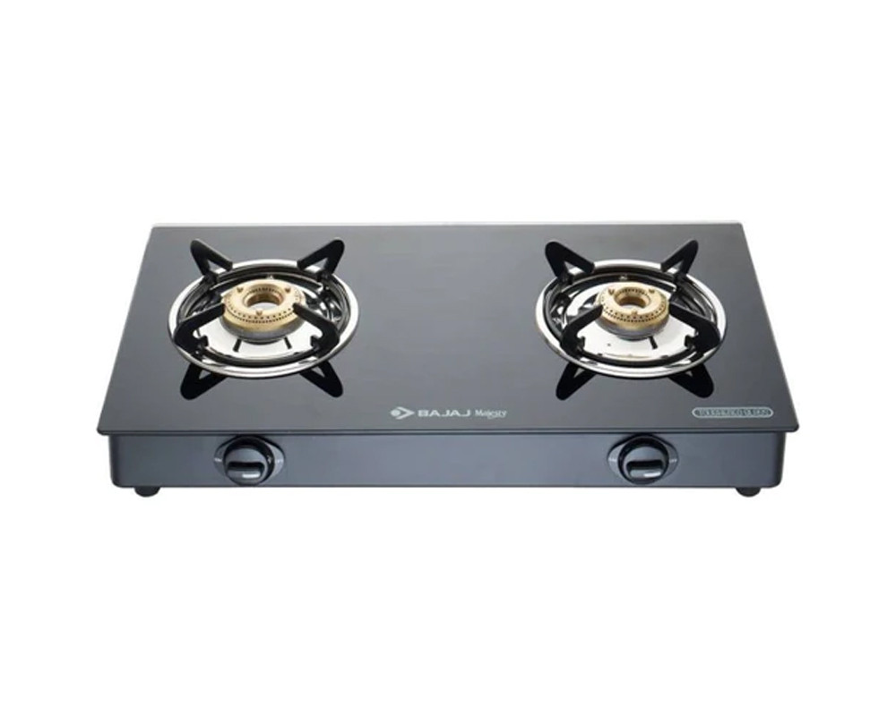 Bajaj GP6 2 Burner Glass Top Gas Stove - 2BRGP6 | Manual | Black