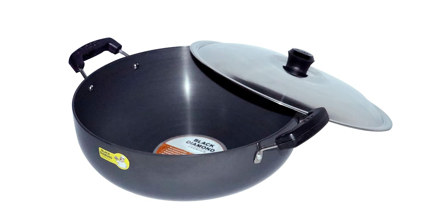 Black Diamond Premium TUFKOTE KADAIX Hard Anodises Cookware with Size (22,24,26,28,30,32,36 cm)