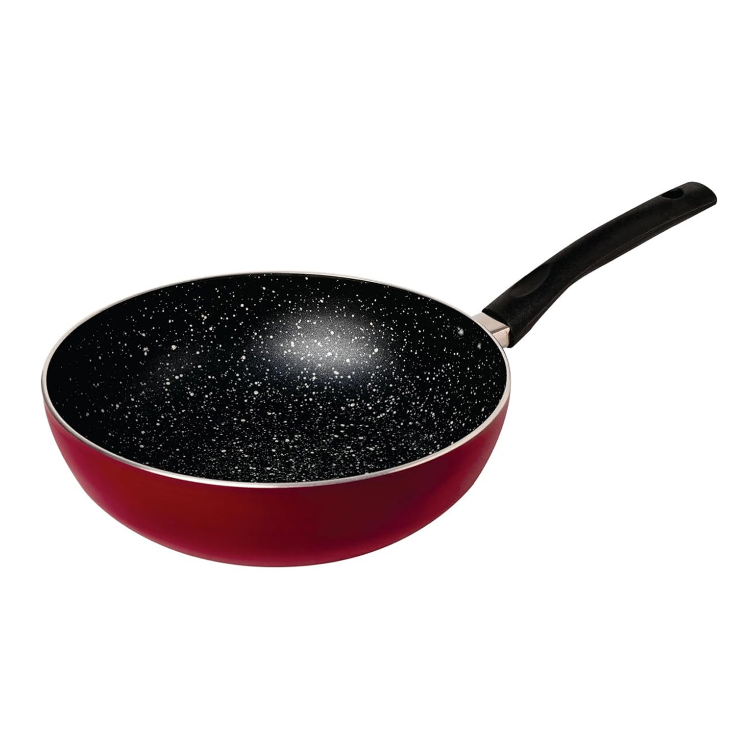 PRINGLE Aluminum Non-Stick Wok- 3 Liter, 26 Cm | 3Mm Thick | 3 Layer Coating | Bakelite Handle - Chinese Wok Pan - Scratch Proof - 1 Year Warranty, Red