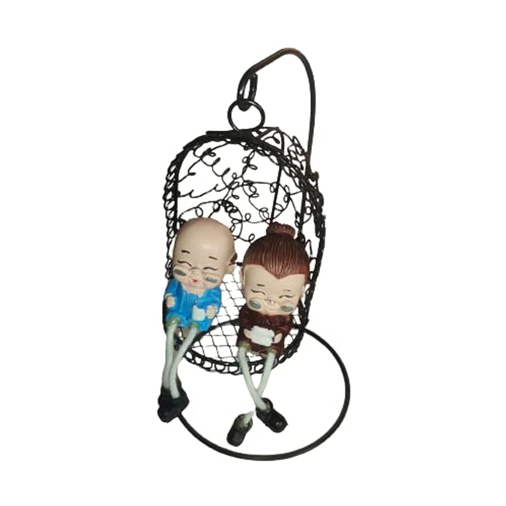 Prezzie Hub Old Age Romantic Dada Dadi Couple Grand Parents On Swing Happy Loving Hand Crafted Statue for Home Brand: Generic