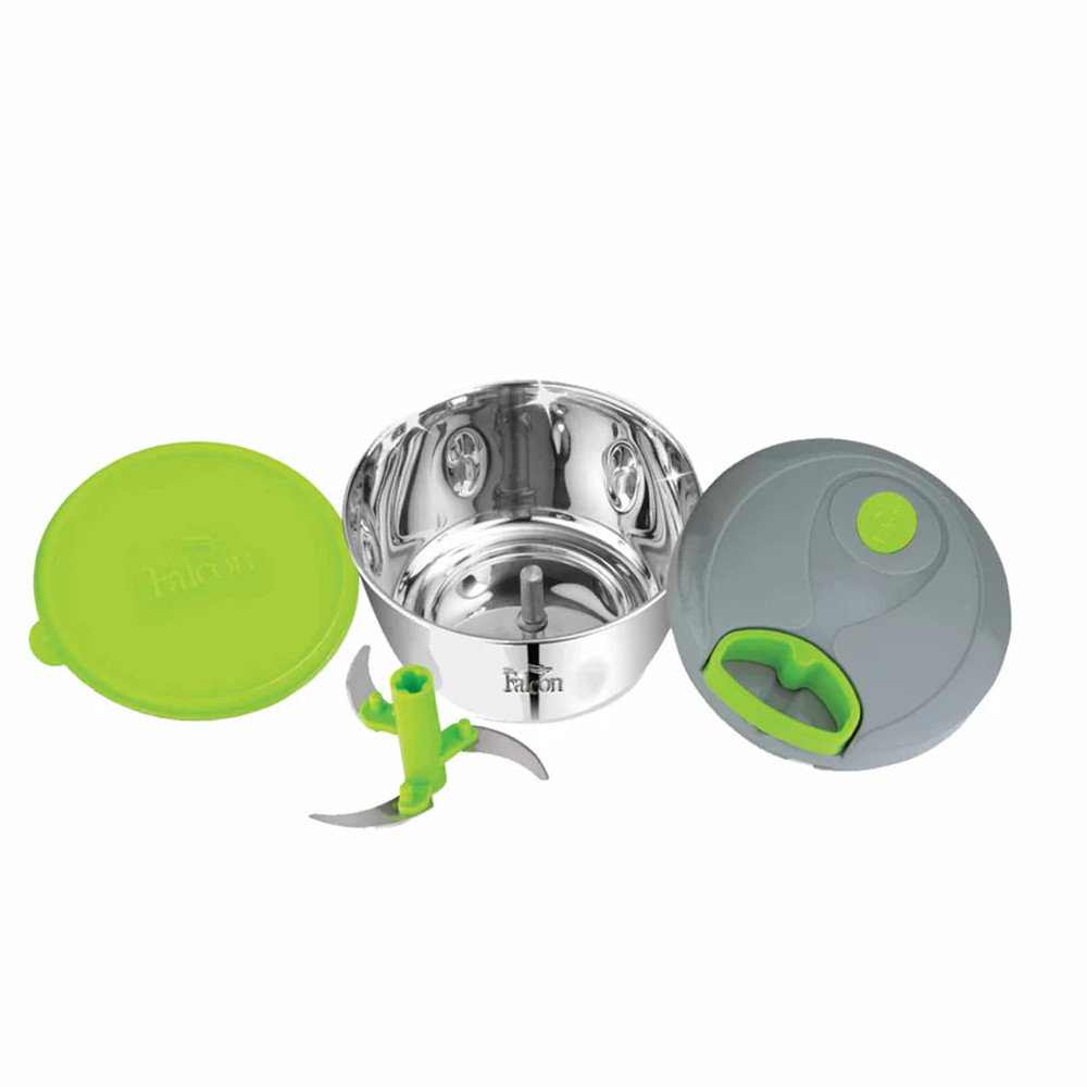 PddFalcon Stainless Steel Chopper with storage lid, Green - 450ml