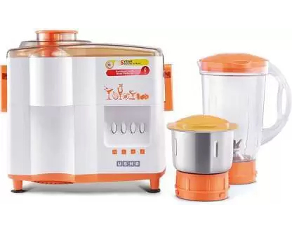 USHA Popular Jmg 3442 450 Juicer Mixer Grinder -(2 Jars, White, Multicolor)