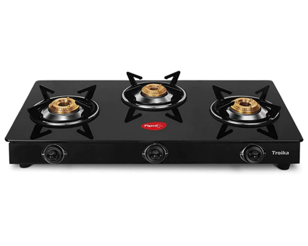 Pigeon by Stovekraft Troika Glass-ceramic 3 Burner Gas Stove, Black